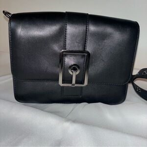 🔥SALE Rebecca Minkoff Black Leather Crossbody Shoulder Bag Front Buckle Design